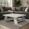 Aya 40" Square Coffee Table | Biscotti White Mango Wood | Bold Angled Legs By The Urban Port