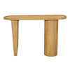 Sofa Console Table, 47 Inch Raised Edge Oval Shape Tray Top, Sandblasted Natural Brown Mango Wood By The Urban Port