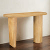 Sofa Console Table, 47 Inch Raised Edge Oval Shape Tray Top, Sandblasted Natural Brown Mango Wood By The Urban Port