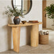 Sofa Console Table, 47 Inch Raised Edge Oval Shape Tray Top, Sandblasted Natural Brown Mango Wood By The Urban Port