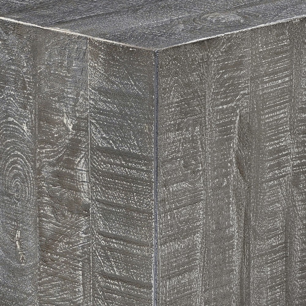 Rydan Coffee Table | 33 Inch Square Block Top | Sandblasted Gray Mango Wood  By The Urban Port