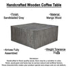 Rydan Coffee Table | 33 Inch Square Block Top | Sandblasted Gray Mango Wood  By The Urban Port