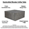 Rydan Coffee Table | 33 Inch Square Block Top | Sandblasted Gray Mango Wood By The Urban Port UPT-332351