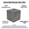 Rydan Side End Table | 19 Inch Square Block Top | Sandblasted Gray Mango Wood By The Urban Port