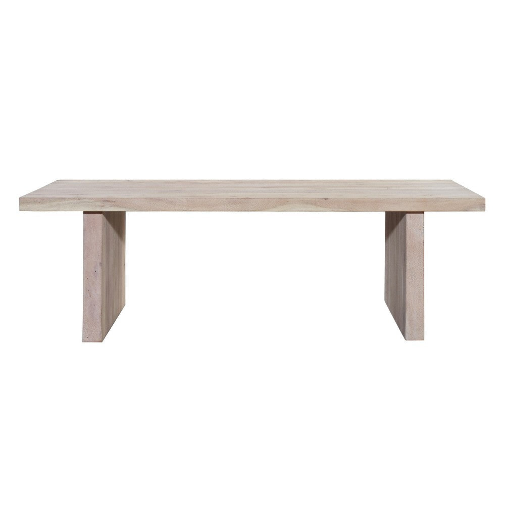 Nira Coffee Table | 48 Inch Rectangular Top | Handcrafted Washed White Acacia Wood | Panel Leg Base By The Urban Port UPT-332353