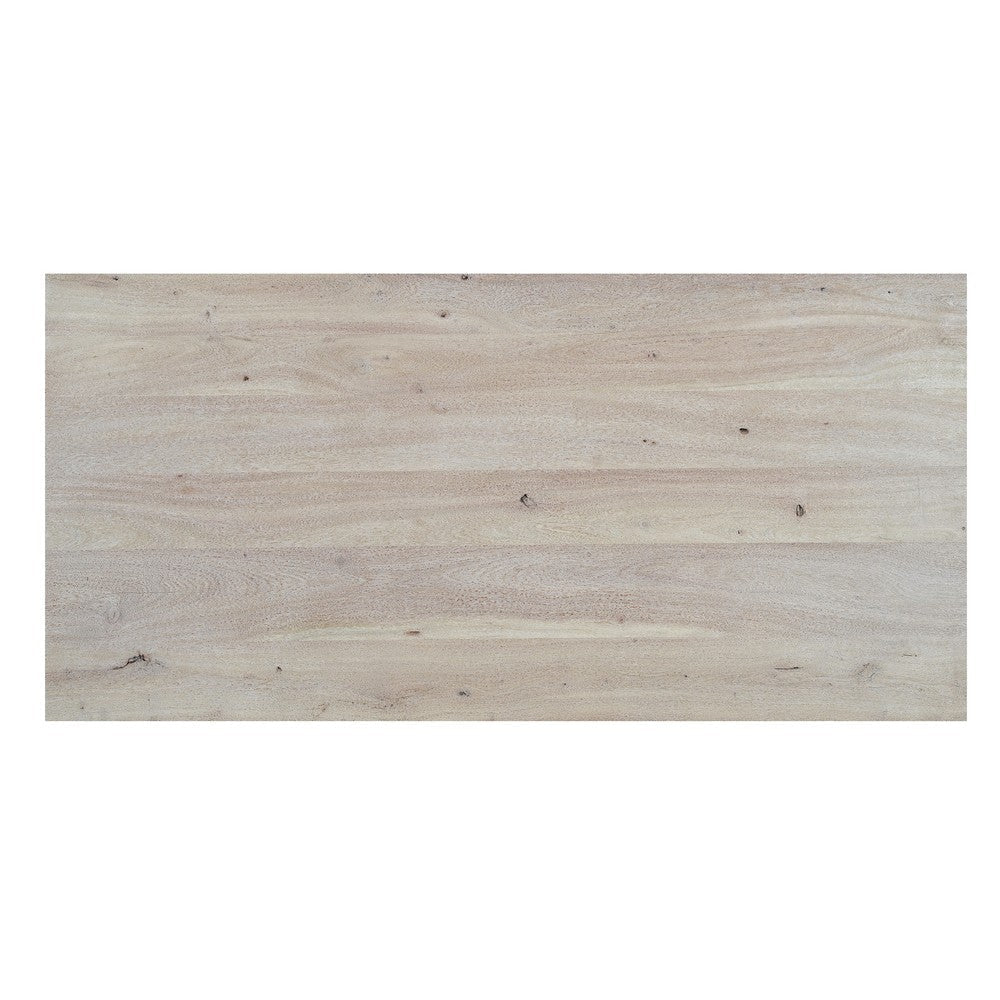 Nira Coffee Table | 48 Inch Rectangular Top | Handcrafted Washed White Acacia Wood | Panel Leg Base By The Urban Port UPT-332353