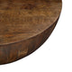 Arthur Coffee Table | 35.5" Round Top | Drum Shaped Sandblasted Walnut Brown Mango Wood By The Urban Port