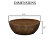 Arthur Coffee Table | 35.5" Round Top | Drum Shaped Sandblasted Walnut Brown Mango Wood By The Urban Port