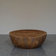 Arthur Coffee Table | 35.5" Round Top | Drum Shaped Sandblasted Walnut Brown Mango Wood By The Urban Port