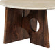 Kali Coffee Table | 27" Natural Round Marble Tabletop | Dark Brown Mango Wood Sculptural Base By The Urban Port