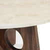 Kali Coffee Table | 27" Natural Round Marble Tabletop | Dark Brown Mango Wood Sculptural Base By The Urban Port