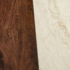 Tara Dining Table | 48 Inch Round Botticino Italian White Marble Top | Walnut Brown Artisan Base By The Urban Port