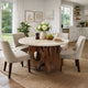 Tara Dining Table | 48 Inch Round Botticino Italian White Marble Top | Walnut Brown Artisan Base By The Urban Port