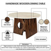 Tara Dining Table | 48 Inch Round Botticino Italian White Marble Top | Walnut Brown Artisan Base By The Urban Port