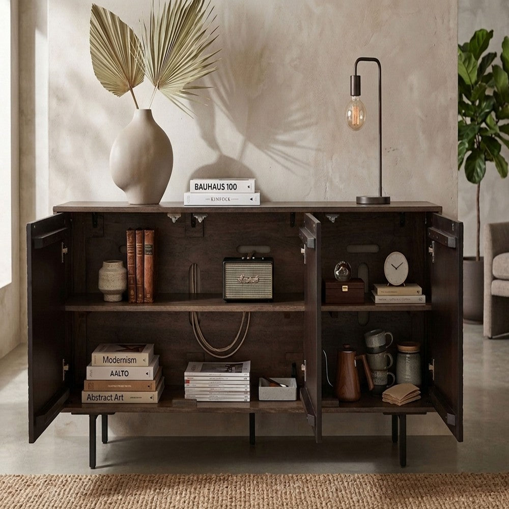 64 Inch Cosmo James Adway Accent Cabinet In Natural Brown