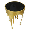 Capri Side End Table | 24.75 Inch Round Glass Top | Melting Drip Design | Antique Gold By The Urban Port UPT-332445