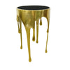 Capri Side End Table | 24.75 Inch Round Glass Top | Melting Drip Design | Antique Gold By The Urban Port UPT-332445