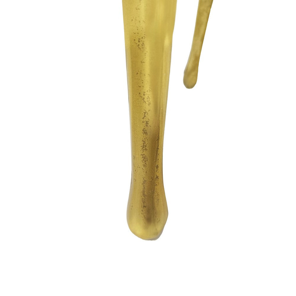 Capri Side End Table | 24.75 Inch Round Glass Top | Melting Drip Design | Antique Gold By The Urban Port UPT-332445