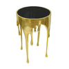Capri Side End Table | 24.75 Inch Round Glass Top | Melting Drip Design | Antique Gold By The Urban Port UPT-332445