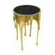 Capri Side End Table | 24.75 Inch Round Glass Top | Melting Drip Design | Antique Gold By The Urban Port UPT-332445