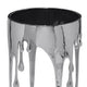 Capri Side End Table | 24.75 Inch Round Glass Top | Melting Drip Design | Silver By The Urban Port UPT-332446