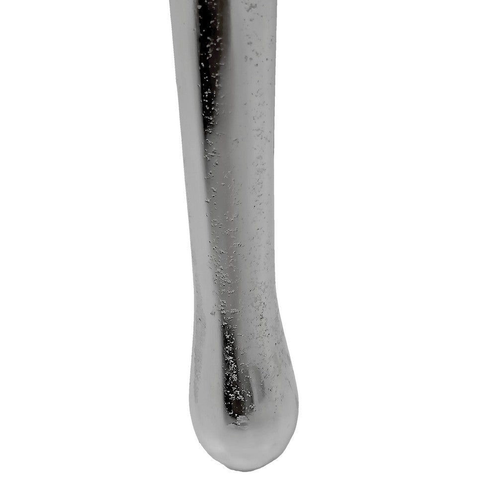 Capri Side End Table | 24.75 Inch Round Glass Top | Melting Drip Design | Silver By The Urban Port UPT-332446