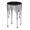 Capri Side End Table | 24.75 Inch Round Glass Top | Melting Drip Design | Silver By The Urban Port UPT-332446