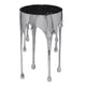 Capri Side End Table | 24.75 Inch Round Glass Top | Melting Drip Design | Silver By The Urban Port UPT-332446
