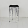 Capri Side End Table | 24.75 Inch Round Glass Top | Melting Drip Design | Silver By The Urban Port UPT-332446