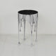 Capri Side End Table | 24.75 Inch Round Glass Top | Melting Drip Design | Silver By The Urban Port UPT-332446