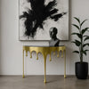 Capri Console Table | Melting Drip Design | Black Glass Top | Gold By The Urban Port UPT-332447