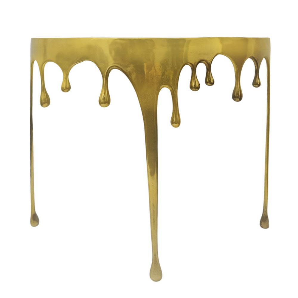 Capri Console Table | Melting Drip Design | Black Glass Top | Gold By The Urban Port UPT-332447