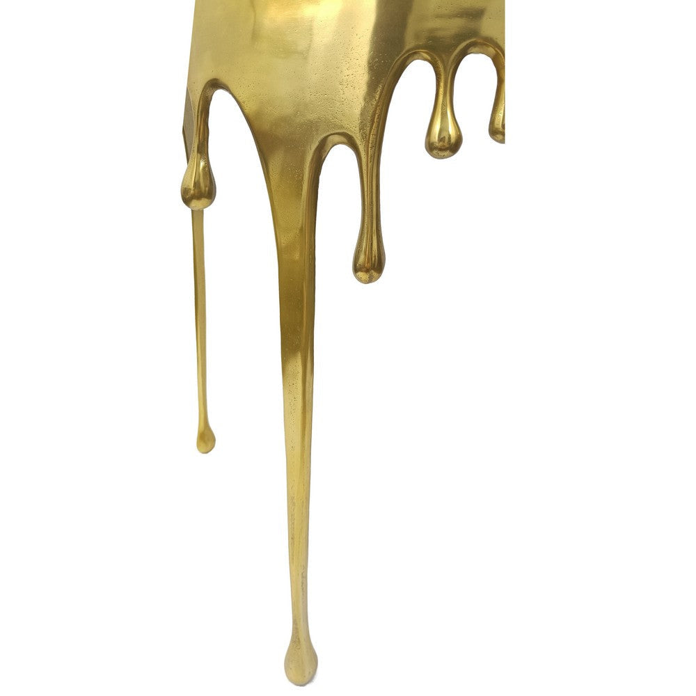 Capri Console Table | Melting Drip Design | Black Glass Top | Gold By The Urban Port UPT-332447
