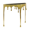 Capri Console Table | Melting Drip Design | Black Glass Top | Gold By The Urban Port UPT-332447