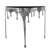 Capri Console Table | Melting Drip Design | Black Glass Top | Silver By The Urban Port UPT-332448