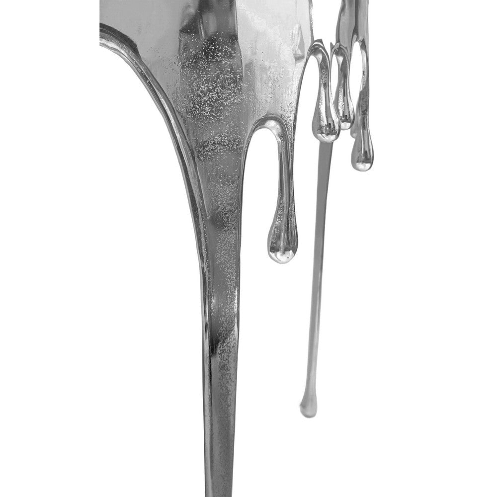 Capri Console Table | Melting Drip Design | Black Glass Top | Silver By The Urban Port UPT-332448