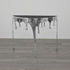 Capri Console Table | Melting Drip Design | Black Glass Top | Silver By The Urban Port UPT-332448