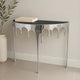 Capri Console Table | Melting Drip Design | Black Glass Top | Silver By The Urban Port UPT-332448
