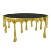 Capri Coffee Table | 36 Inch Round Glass Top | Melting Drip Design | Antique Gold By The Urban Port UPT-332449