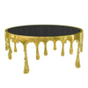 Capri Coffee Table | 36 Inch Round Glass Top | Melting Drip Design | Antique Gold By The Urban Port UPT-332449