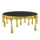Capri Coffee Table | 36 Inch Round Glass Top | Melting Drip Design | Antique Gold By The Urban Port UPT-332449