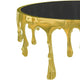 Capri Coffee Table | 36 Inch Round Glass Top | Melting Drip Design | Antique Gold By The Urban Port UPT-332449