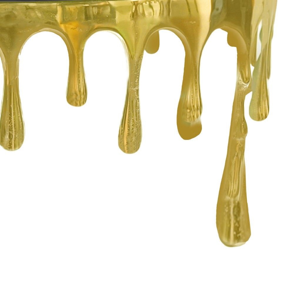 Capri Coffee Table | 36 Inch Round Glass Top | Melting Drip Design | Antique Gold By The Urban Port UPT-332449