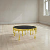 Capri Coffee Table | 36 Inch Round Glass Top | Melting Drip Design | Antique Gold By The Urban Port UPT-332449