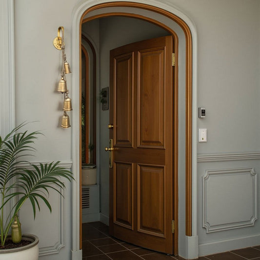 Zema Rustic Iron Hanging Bells Wall Decor, Cylindrical Cowbell on 28 Inch Jute Rope, Antique Gold By The Urban Port