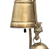 Zema Rustic Iron Hanging Bells Wall Decor Cylindrical Cowbell on 28 Inch Jute Rope Antique Gold By The Urban Port UPT-332561