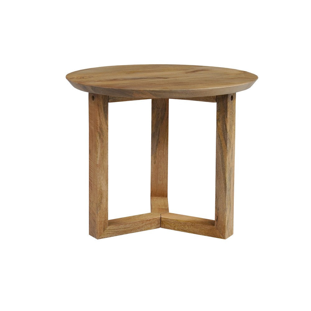 Nina 18.5’’ Round Handcrafted Side End Table | Natural Brown Mango Wood By The Urban Port UPT-333316