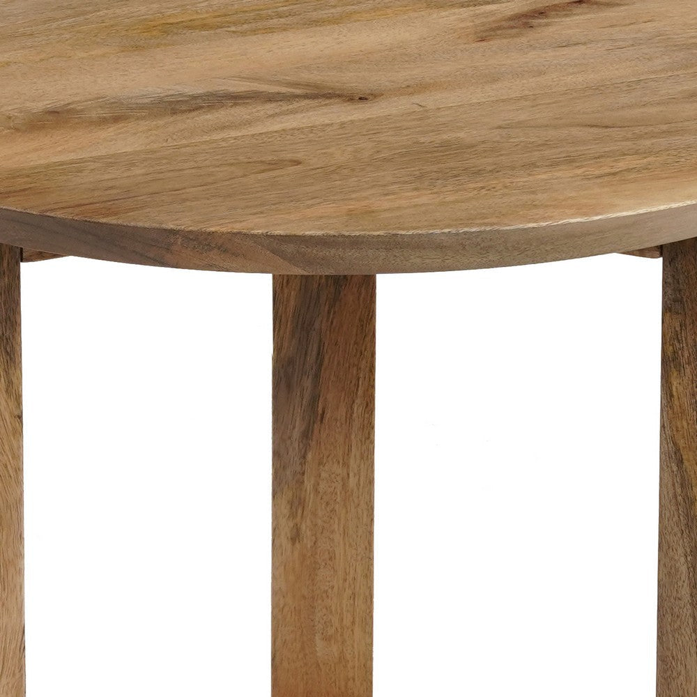 Nina 18.5’’ Round Handcrafted Side End Table | Natural Brown Mango Wood By The Urban Port UPT-333316
