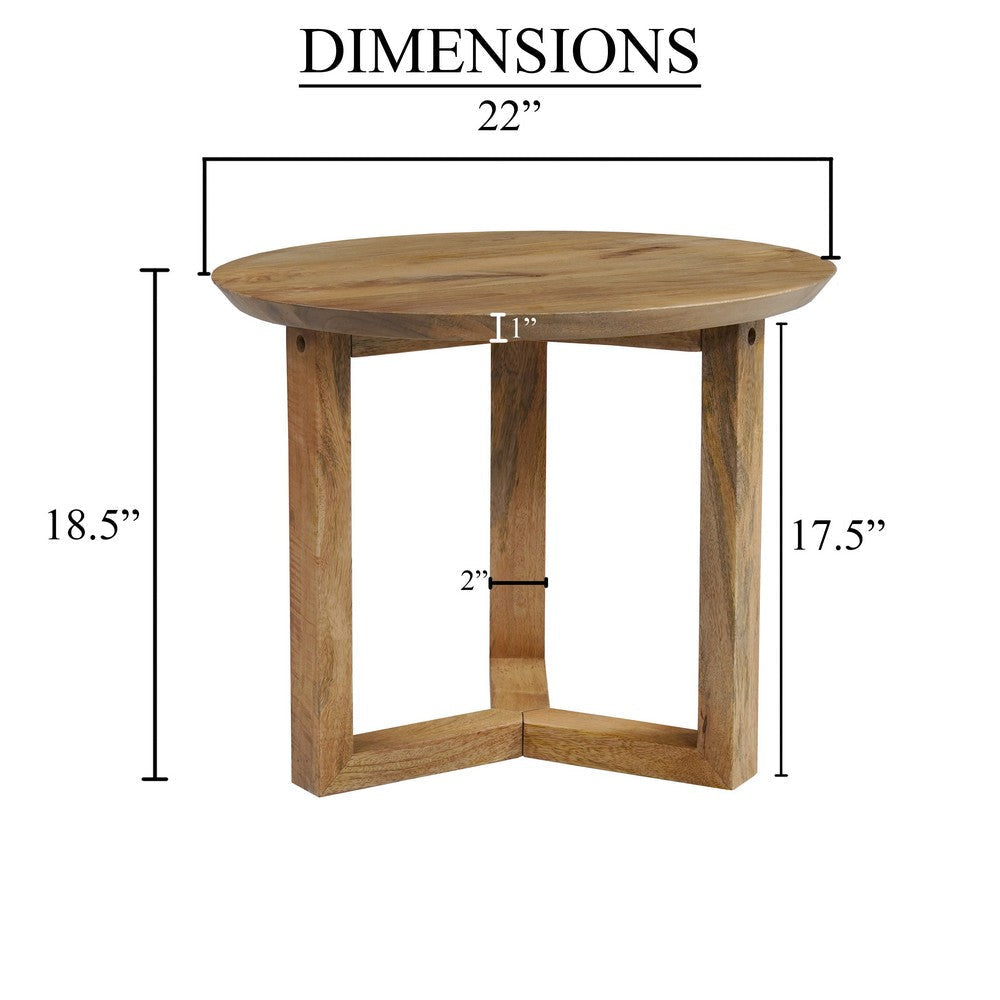 Nina 18.5’’ Round Handcrafted Side End Table | Natural Brown Mango Wood By The Urban Port UPT-333316