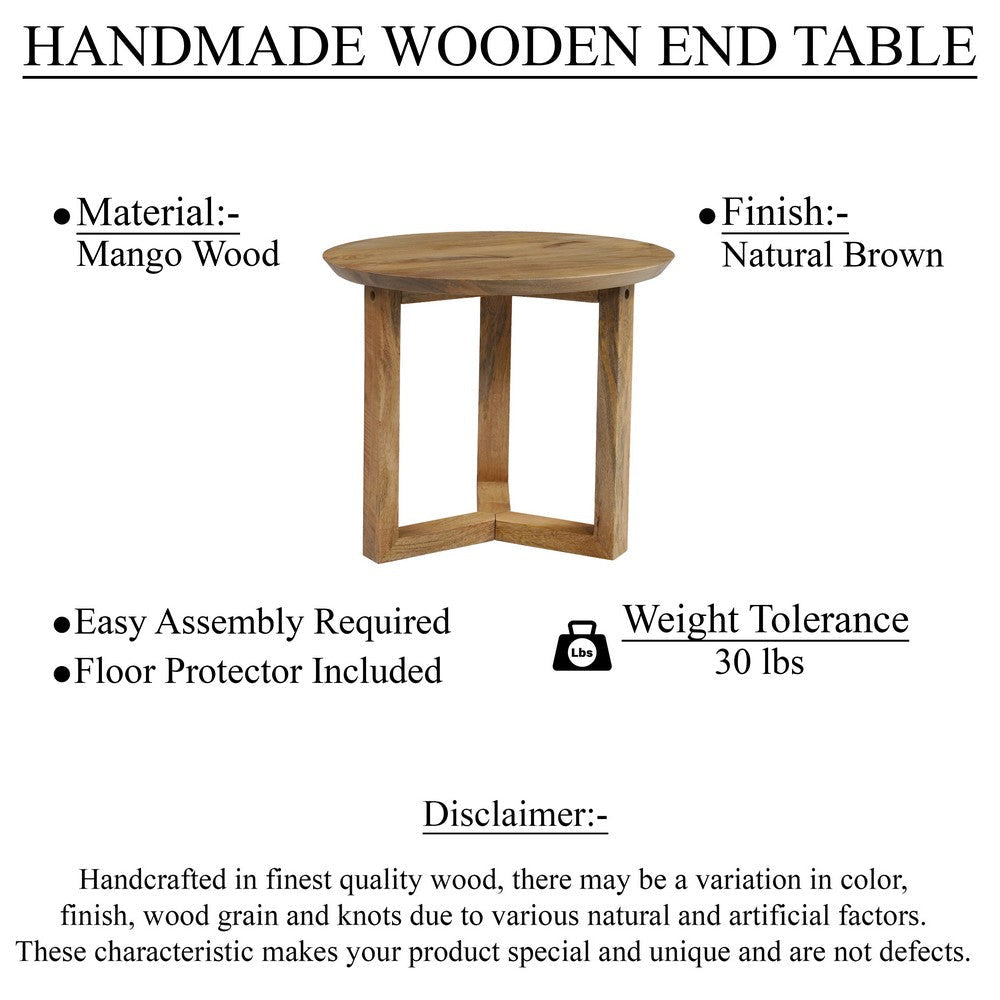 Nina 18.5’’ Round Handcrafted Side End Table | Natural Brown Mango Wood By The Urban Port UPT-333316